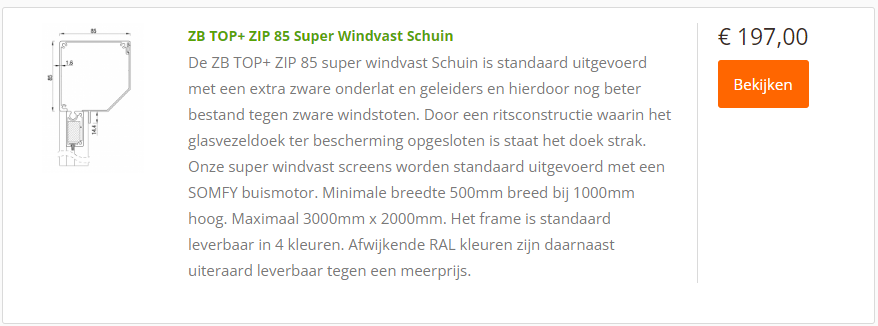 goedkope zip screen prijs