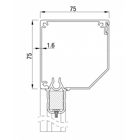 Dit is een technische afbeelding van een zip screen 75